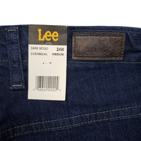 Lee Tapered Leg Jeans Womens Plus 24W Mid Rise Relaxed Fit Dark Wash - Picture 8 of 10